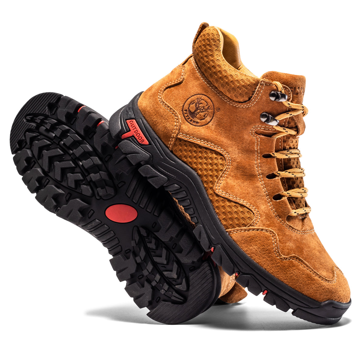FLYLAND Men's Chukka Boots Casual Leather Shoes Ankle Shoes Non Slip Breathable Comfortable Mid Top for Driving Walking Outdoor
