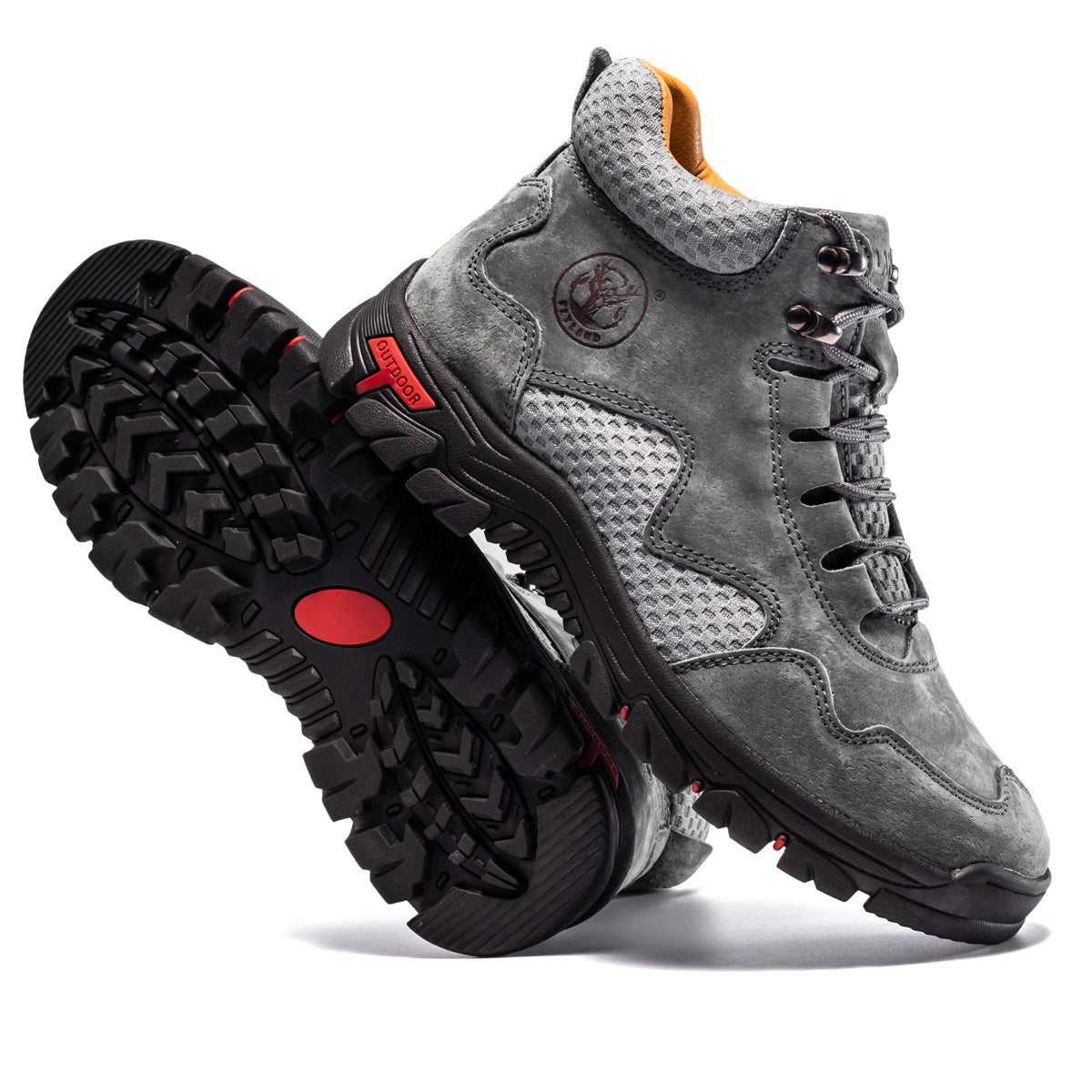 FLYLAND Men's Chukka Boots Casual Leather Shoes Ankle Shoes Non Slip Breathable Comfortable Mid Top for Driving Walking Outdoor
