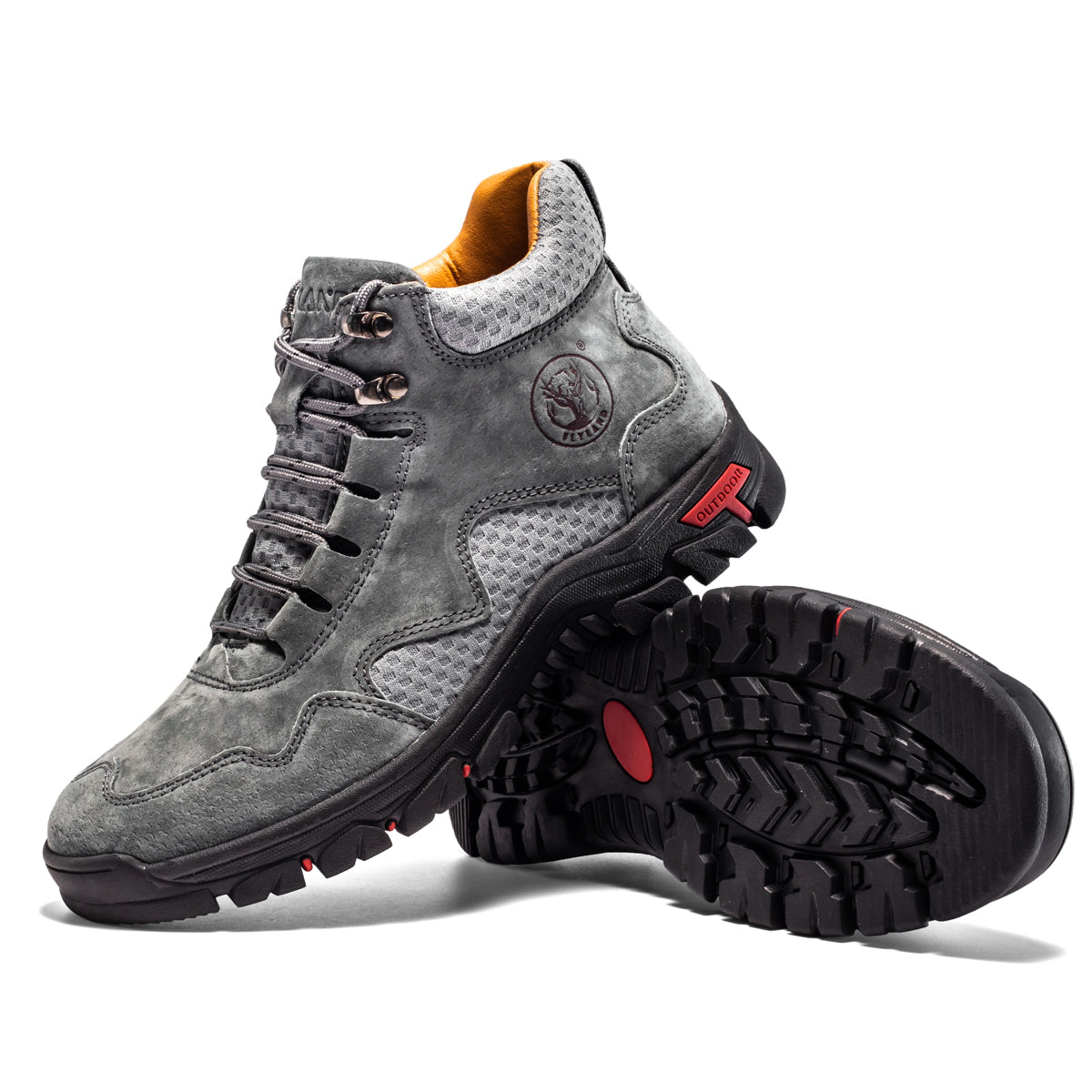 FLYLAND Men's Chukka Boots Casual Leather Shoes Ankle Shoes Non Slip Breathable Comfortable Mid Top for Driving Walking Outdoor