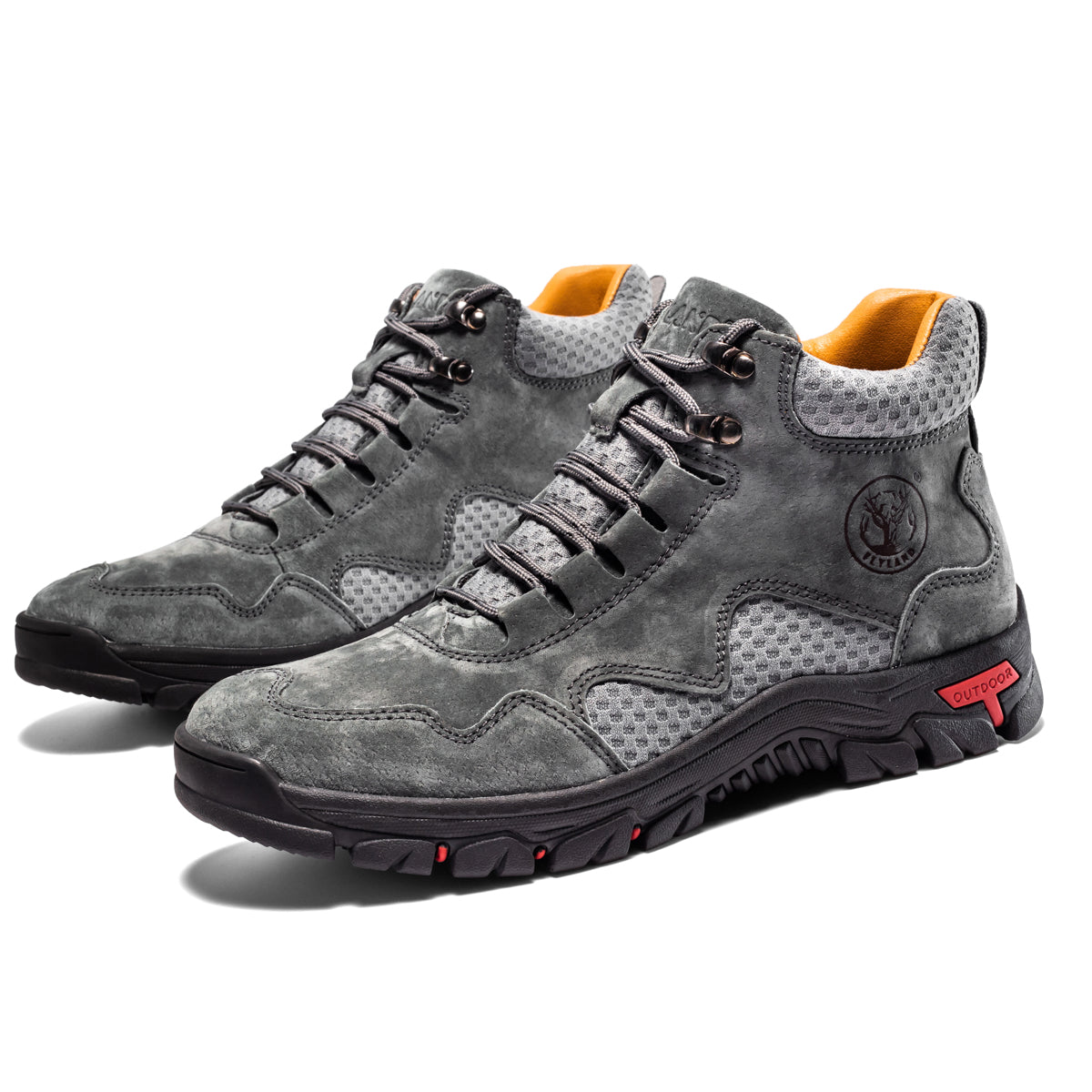 FLYLAND Men's Chukka Boots Casual Leather Shoes Ankle Shoes Non Slip Breathable Comfortable Mid Top for Driving Walking Outdoor