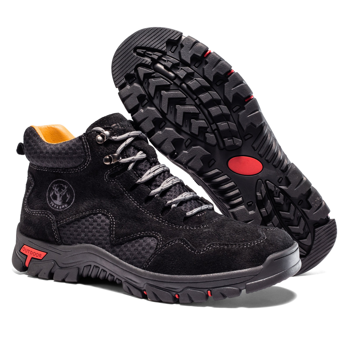 FLYLAND Men's Chukka Boots Casual Leather Shoes Ankle Shoes Non Slip Breathable Comfortable Mid Top for Driving Walking Outdoor